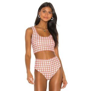 LPA the Label Sybil Bikini in Orange Houndstooth Size M‎ (Bottom) and S (Top)